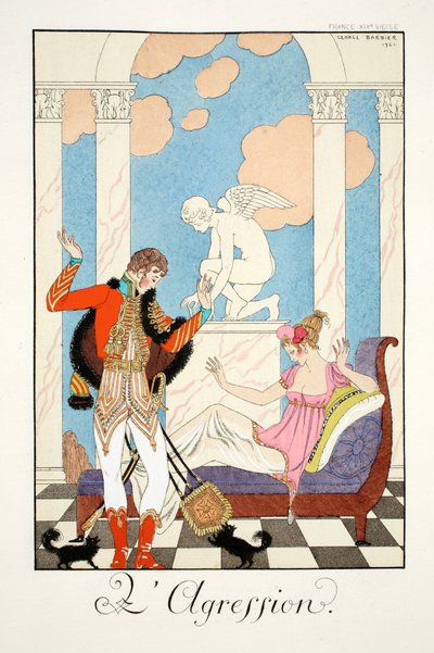 攻撃性、「ファルバラスとファンフルーシェ、現在、過去、未来のモードの年鑑」より 作： Georges Barbier
