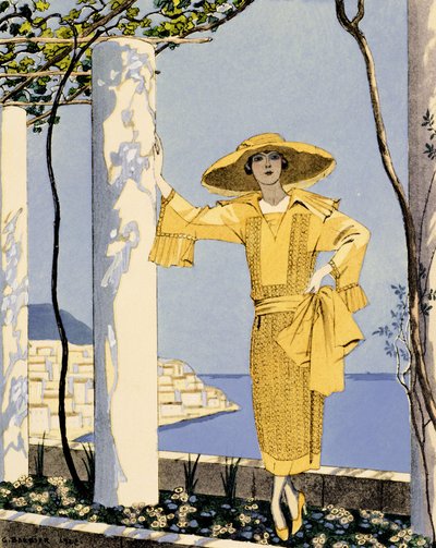 Amalfi, illustration of a woman in a yellow dress by Worth   1404746   ja       japanese Successfully Translated  Original: Untitled Head of a Child, 1876. Translat: Untitled Head of a Child, 1876. 1157644 ja japanese Successfully Translated Original: LArr 作： Georges Barbier