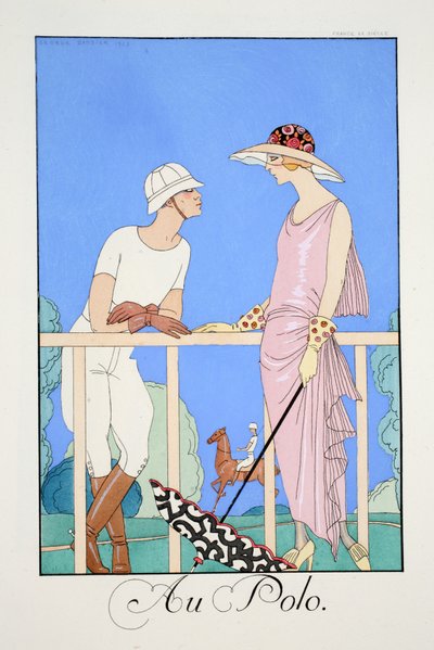 ファルバラスとファンフルーシェ、現在、過去、未来のモードの年鑑より、ポロで 作： Georges Barbier