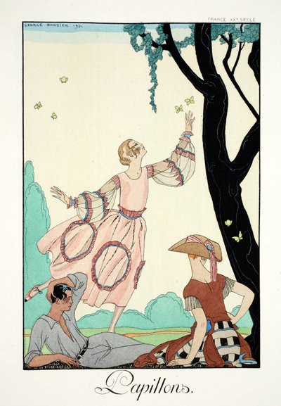 蝶、「ファルバラとファンフルーシェ、現在、過去、未来のモードの年鑑」より 作： Georges Barbier
