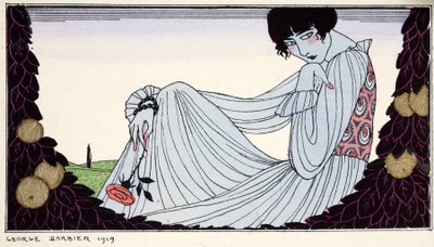 Contemplation 1919 (ステンシルプリント) 作： Georges Barbier