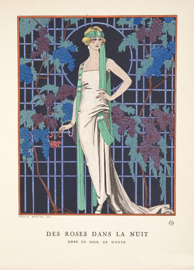 ファッションプレートのコレクションから、夜のバラ 作： Georges Barbier