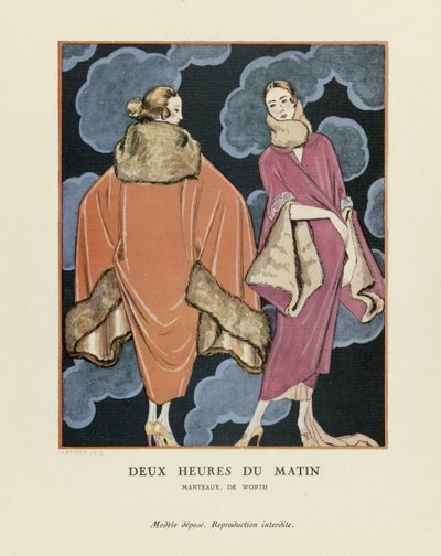 朝の 2 時、パブ。 1923年（ステンシルプリント） 作： Georges Barbier