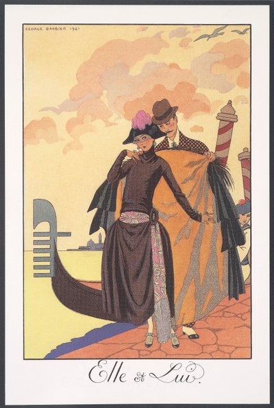 Falbalas et Fanfreluches, Almanac for 1924, Serenade, by George Barbier, print 作： Georges Barbier