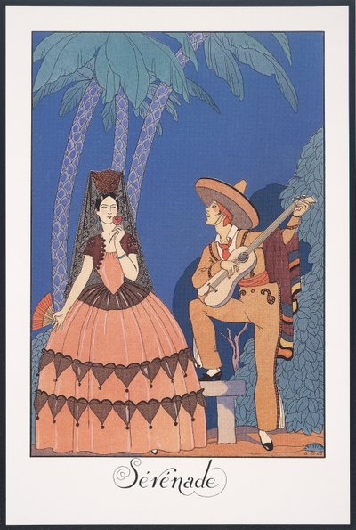 Falbalas et Fanfreluches, Almanac for 1924, Serenade, by George Barbier, print 作： Georges Barbier