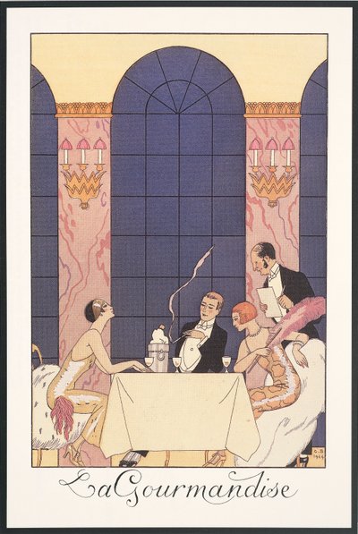Falbalas and Fanfreluches, Almanac for 1925: "La gourmandise", by George Barbier, print 作： Georges Barbier