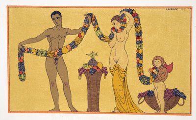 パブのピエール・ルイによる「レ・シャンソン・ド・ビリティス」のイラスト。 1922年（ステンシルプリント） 作： Georges Barbier