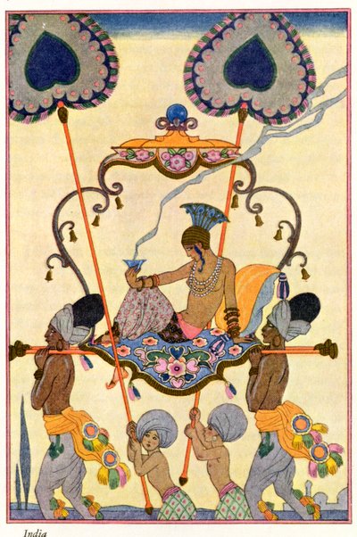インド、「The Art of Perfume」のパブ。 1912年（ポチョワールプリント） 作： Georges Barbier