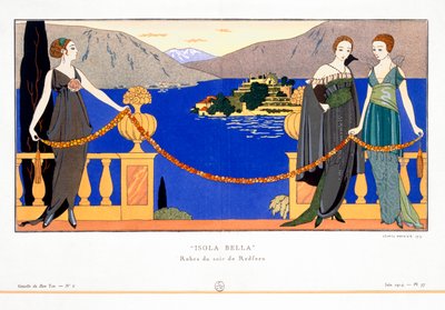 「Isola Bella」、レッドファーンがデザインしたイブニング ドレス、1914 年 作： Georges Barbier