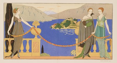 Isola Bella、Redfern がデザインしたイブニング ドレス、「Gazette du Bon Ton」のプレート 57、1914 年 6 月（ポチョワール プリント） 作： Georges Barbier