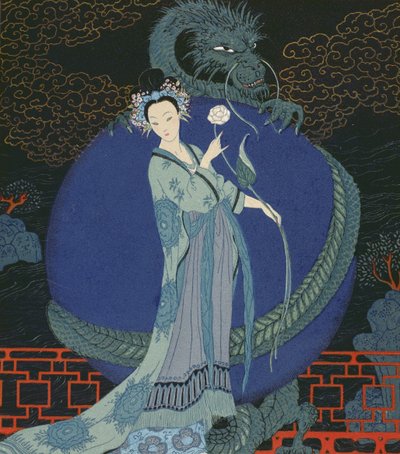 ドラゴンを持つ女性（カラーリソ） 作： Georges Barbier
