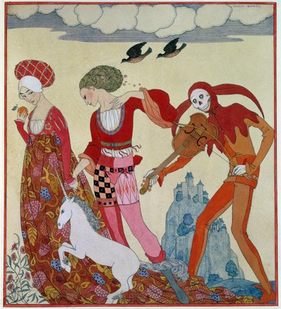 愛、欲望、死 (ミクスト メディアのインク) 作： Georges Barbier