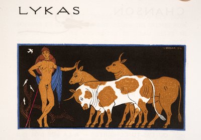 Lykas、「Les Chansons de Bilitis」のイラスト、Pierre Louys 作、パブ。 1922年（ステンシルプリント） 作： Georges Barbier