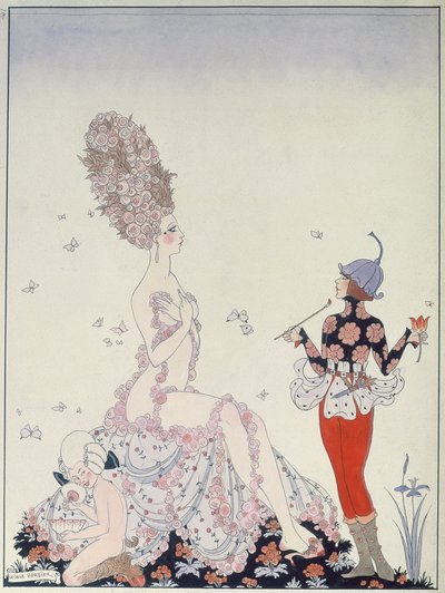 母なる自然（紙にペン、インク、水彩） 作： Georges Barbier