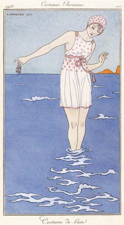 パリの服装：水着 作： Georges Barbier