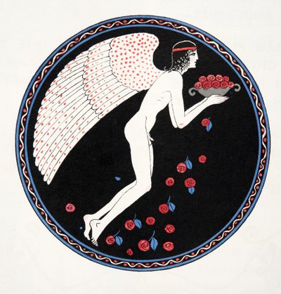 Roses in the Night、Pierre Louys 作、Les Chansons de Bilitis のイラスト、パブ。 1922年（ステンシルプリント） 作： Georges Barbier