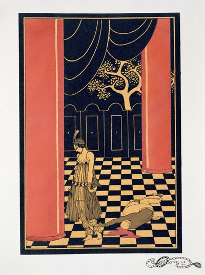 「タマール」のタイトルロールのタマラ・カルサヴィナ（1885-1978） 作： Georges Barbier