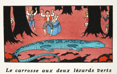 大きな青いトカゲ (pochoir プリント) 作： Georges Barbier
