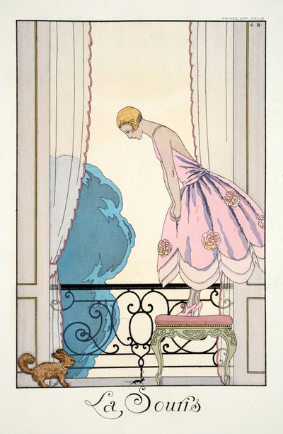 「ファルバラスとファンフルーシェ、現在、過去、未来のモードの年鑑」より、ねずみ 作： Georges Barbier