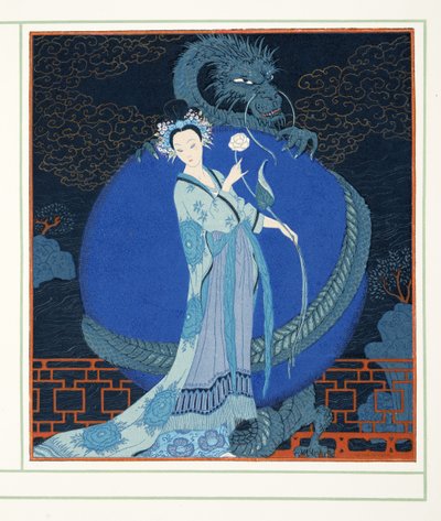 中国のトゥーランドット姫、Personages de Comedie、パブから。 1922年（ステンシルプリント） 作： Georges Barbier