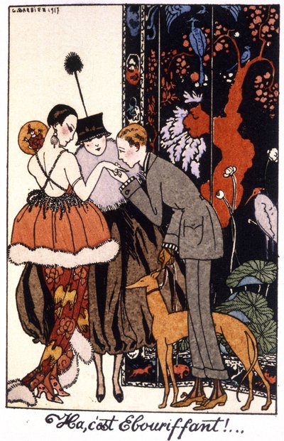 beijos de mão, noite de elegância em Paris, gravura 1917 作： Georges Barbier