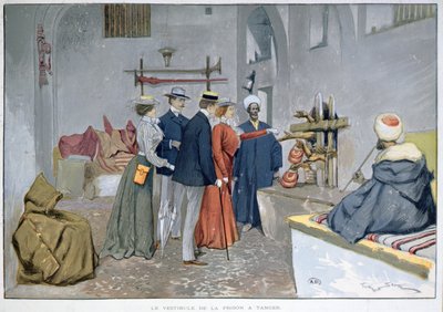 タンジールの刑務所のエントランスホール、1900年頃（カラーリトグラフ） 作： Georges Bertin Scott