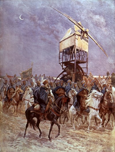 フランドルで戦うフランス植民地軍のモロッコ兵 作： Georges Bertin Scott