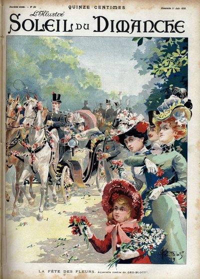 花の宴。Geo Blottの水彩画より。6月11日付「Le sun-du-dimanche」に掲載されたエングレーヴィング。 作： Georges Blott