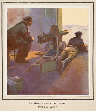 機関銃の威力（『ソビエト史』より）。1922年（カラーリトグラフ） 作： Georges Carrey