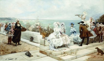 1889年にレガッタを見ている優雅な人物 作： Georges Clairin