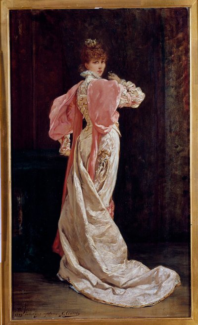 Portrait en pied de la comedienne francaise Henriette Rosine Bernard dit Sarah Bernhardt (1844-1923) ジョルジュ・ジュール・ヴィクトル・クレーラン（1843 - 1919）の絵画。19世紀パリ、フランスのコメディ 作： Georges Clairin