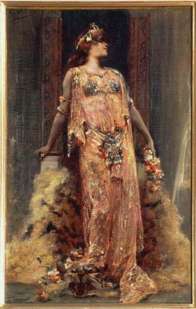 クレオパトラ役のサラ・ベルナール（1844-1923） 作： Georges Clairin