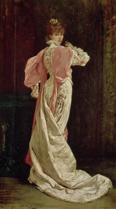 ビクターユーゴー作「ルイブラス」（1879年）で女王の役を演じたサラベルナール（1844-1923） 作： Georges Clairin