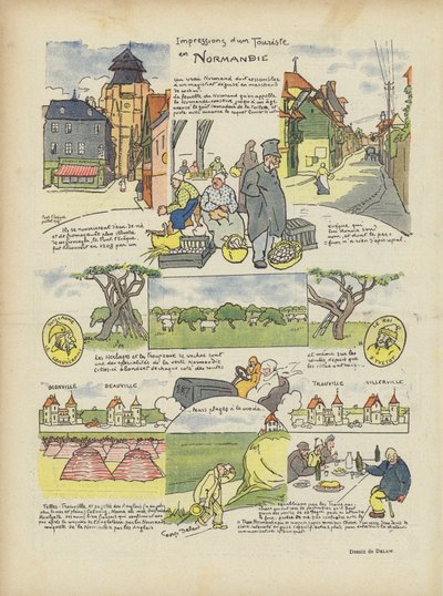 ノルマンディーの観光客の印象。ル・リールのイラスト 作： Georges Delaw