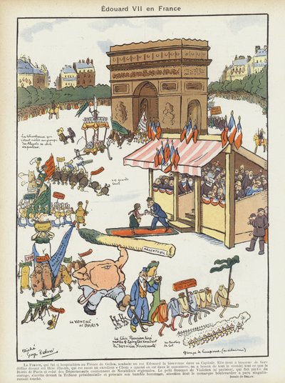 エドワード7世がフランスを訪問。ル・リールのイラスト 作： Georges Delaw