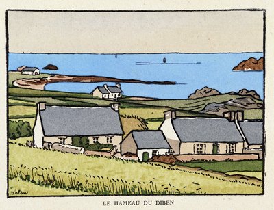 ジョルジュ・デロー（1871-1938）の「Sur les chemins de France」に登場するDibenの集落。 作： Georges Delaw