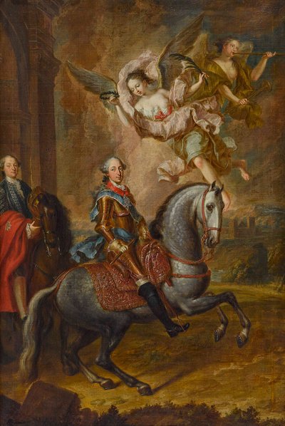 バイエルン選帝侯マクシミリアン3世ヨーゼフ、馬に乗って（キャンバスに油彩） 作： Georges Desmarées