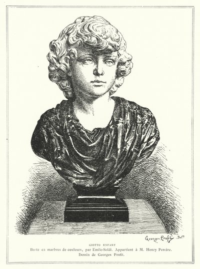 イタリアの建築家・画家ジョットの幼少時の胸像（フランスの彫刻家エミール・ソルディ作 作： Georges Ernest Profit