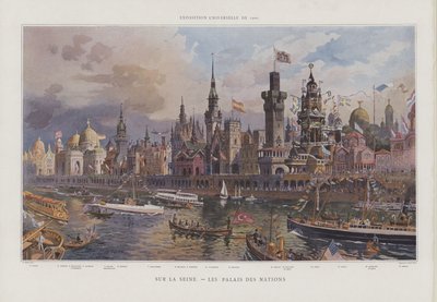 1900年パリ万国博覧会でのセーヌ川のほとりにある外国のパビリオン 作： Georges Felix Garen