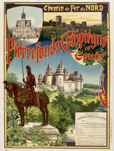 Pierrefonds, Compiègne and Coury - G. Fraipontによるフランス国有鉄道の広告ポスター 作： Georges Fraipont