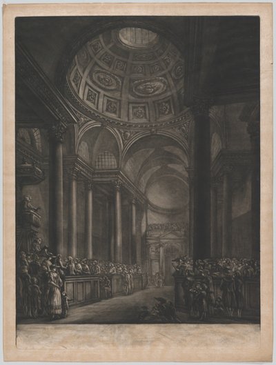 セント・スティーブンス・ウォルブルックの内部の眺め、陛下の図面から作成. 1767年。 作： Georges François Blondel