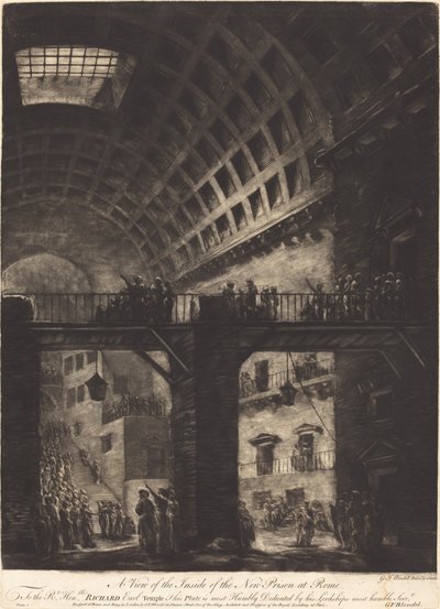 ローマの新しい刑務所の内部の眺め 作： Georges François Blondel