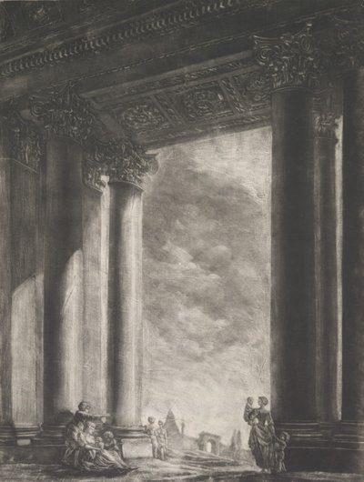 ローマのサンタ マリア マッジョーレ大聖堂の前庭の眺め、1765～67 年。 作： Georges François Blondel