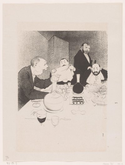 Mannen aan tafel tijdens een diner 彼は飾られ、彼の友人は彼に宴会を提供します（原題） 自然の素晴らしい光景。 Mr.Anyの生涯（オリジナルシリーズタイトル） 作： Georges Hermann Rene Paul