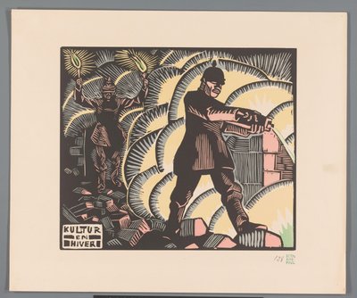 兵士が建物を燃やす Kultur en hiver (オブジェクトのタイトル) 作： Georges Hermann Rene Paul