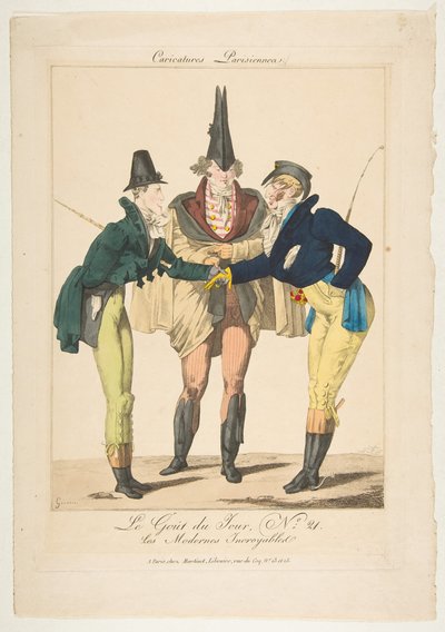 LeGoûtdu Jour、No。21：Les Modernes Incroyables、カリカチュア・パリジエンヌ、ca。 1815年。 作： Georges Jacques Gatine