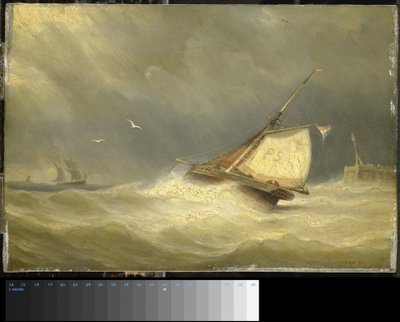 帆船による荒海 作： Georges Johannes Hoffmann