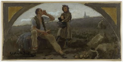 パリ市立美術館の食堂のスケッチ：ラ・ポム・ド・テール、1893年頃（油彩・カンヴァス） 作： Georges Jules Bertrand
