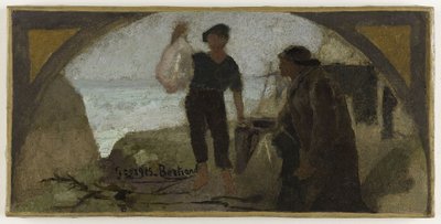 パリ市立美術館の食堂のスケッチ：魚、1893年頃（キャンバスに油彩） 作： Georges Jules Bertrand