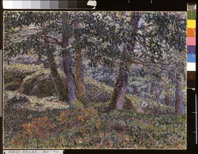 オークとブルーベリーの茂み（キャンバスに油彩） 作： Georges Lacombe